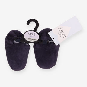 Pram shoes navy velour stripe lining