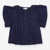 Navy Cotton Cold Shoulder Button Front