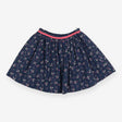Skirt blue cotton flowers pink band
