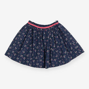 Skirt blue cotton flowers pink band