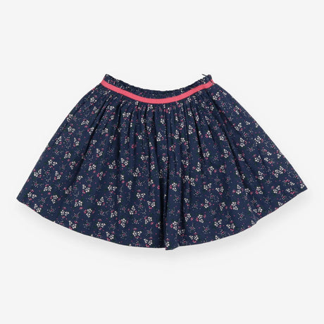 Skirt blue cotton flowers pink band