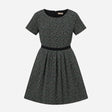 Black Green White Textured Jacquard Short Sleeve F