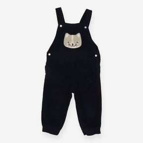 Dungarees Cord Navy Winking Kitten Applique