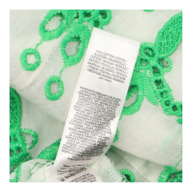 Dress Cotton Broderie Puff Sleeve White Green