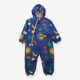 Blue rainsuit with weather motifs