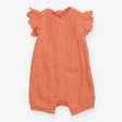 Romper Frill Shoulder Peach with Flower Appliques