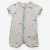 Romper white whale jelly fish green edging