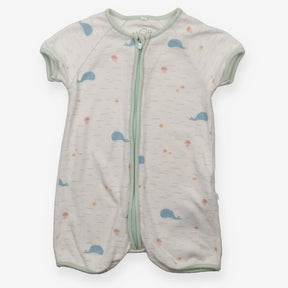 Romper white whale jelly fish green edging