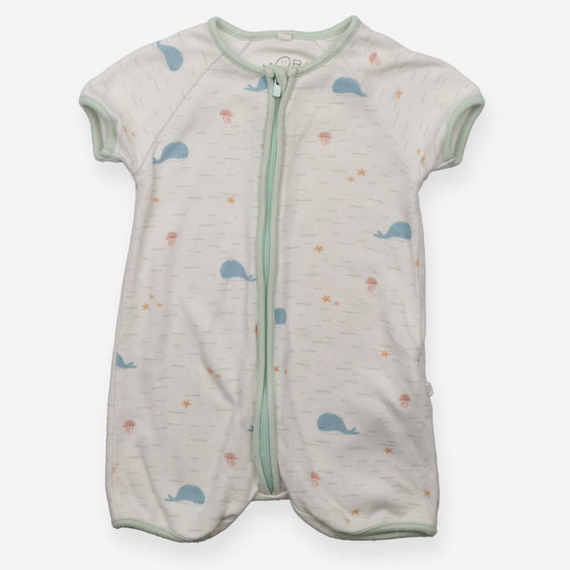 Romper white whale jelly fish green edging