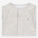 Velour Sleepsuit Grey Embroidery Elephant