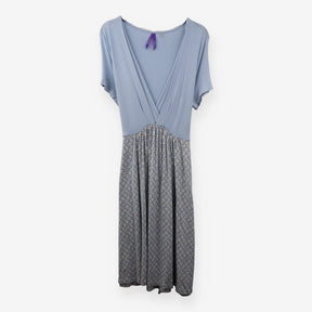 Wrap Dress Light Blue Floral Panel Tie Waist Mater