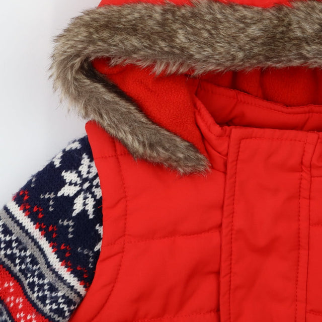 Red Gilet with Knit Sleeves 