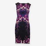 Purple Floral Ruched Bodycon Occasion Dress