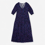 Maxi Dress Leopard Print Tiered Blue Pink