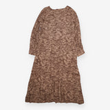 Midi Dress Beige Brown Animal Print Long Sleeve