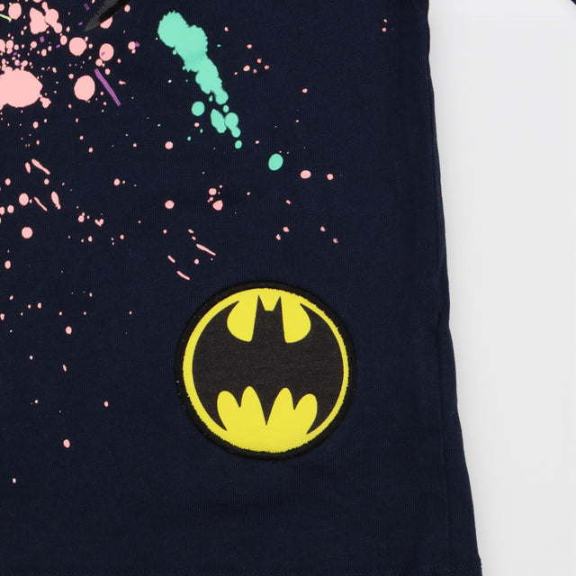 T-Shirt Long Sleeved Navy Batman Splatter