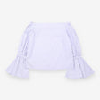 Blouse Blue White Stripe Off Shoulder Bell Sleeve