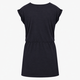 Midi Dress Slouchy Scoop Neck Short Sleeve Navy