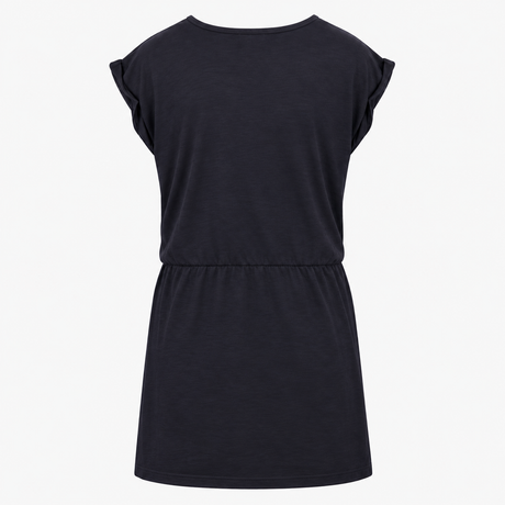 Midi Dress Slouchy Scoop Neck Short Sleeve Navy