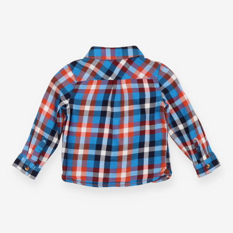 Shirt woven blue red white checks LS