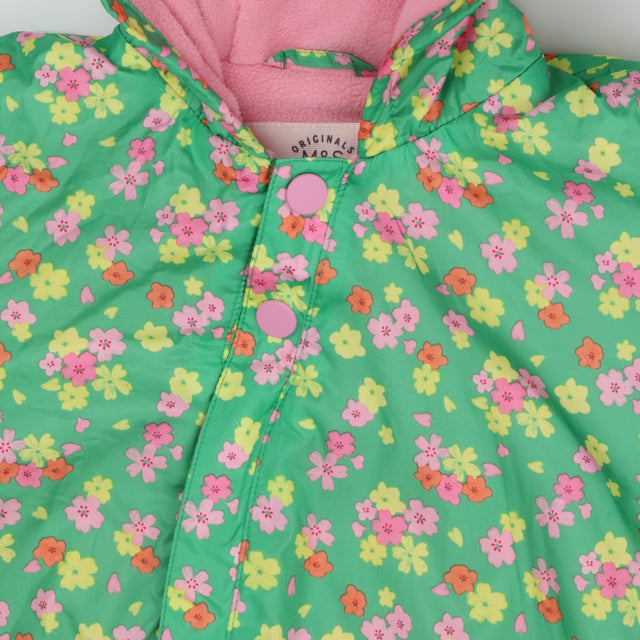 Puddlesuit green flowers pink lining