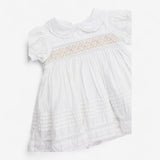 White Woven Smock Occasion Dress