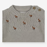 Sweater Knit Pale Green Fox Appliques
