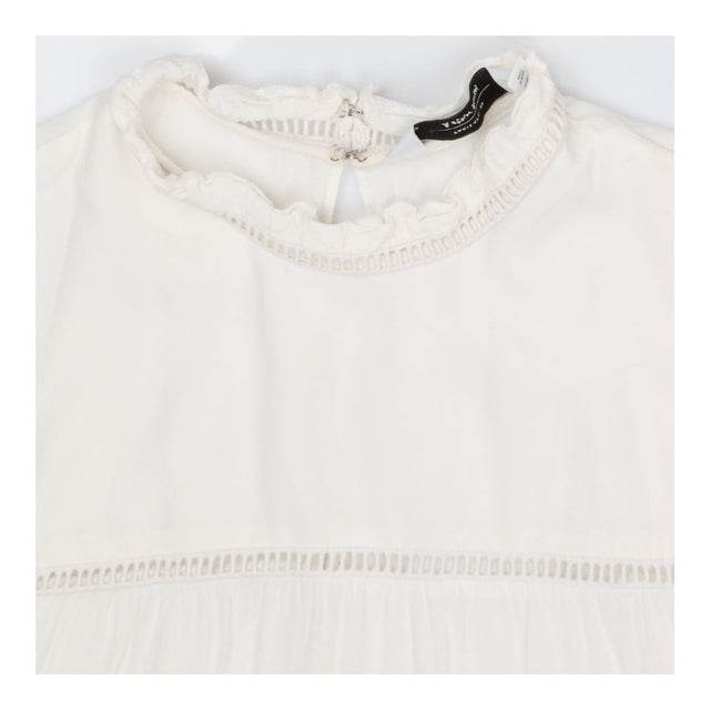 White Viscose Long Sleeve Blouse