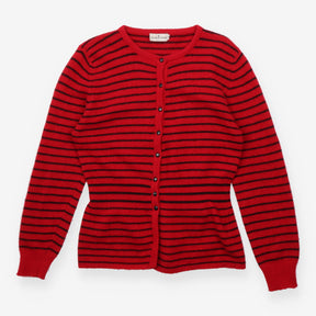 Bright red and Charcoal Striped Lambswool Blend C