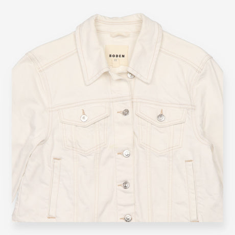 Ivory Rigid Cotton Denim Trucker Jacket
