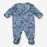 Quilted Pramsuit Blue with Woodland Print 