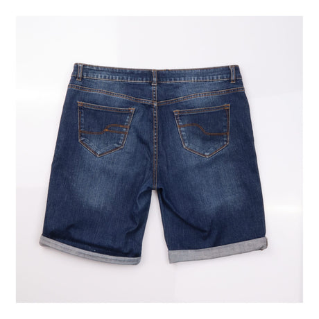 Denim Short Bermuda Rolled Cuff Dark Wash Blue
