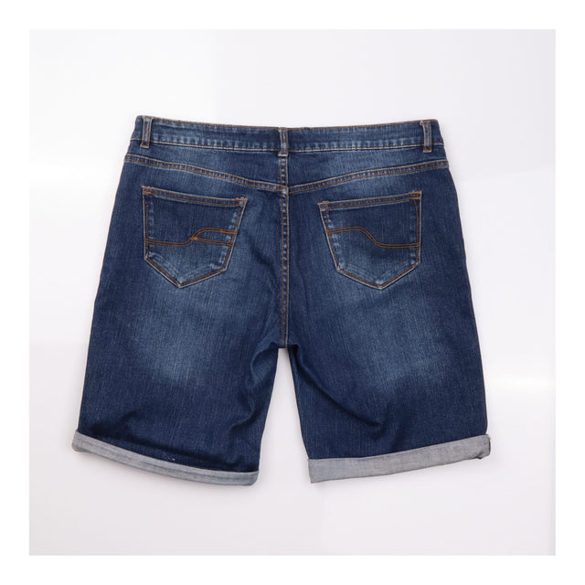 Denim Short Bermuda Rolled Cuff Dark Wash Blue