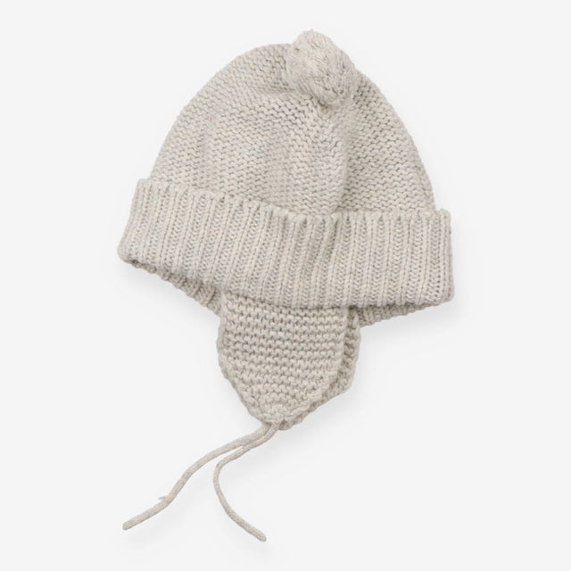 Grey knitted hat with ear flaps