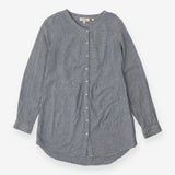 Blue and white fine ticking stripe button-through 