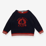 Navy Sweater with Red Stripe Details
