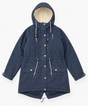 Coat Blue Grey Hooded Parka Drawstring Waist Utili