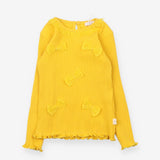 Iana long sleeve yellow ribbed t-shirt with bows