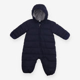 Pramsuit Navy Fleece Lined Striped Hood