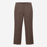 Taupe Brown Stretch Viscose Tailored Slim Leg Shor