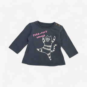 Grey Long Sleeve Baby T-shirt Purrfect