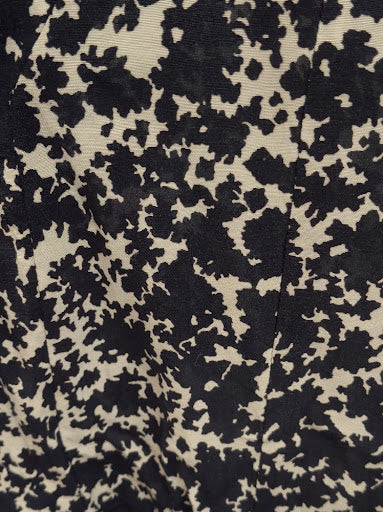 Abstract Print Cupro V-Neck Short Sleeve Dress Nav