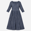 Dress Midi Checked Button Front Navy