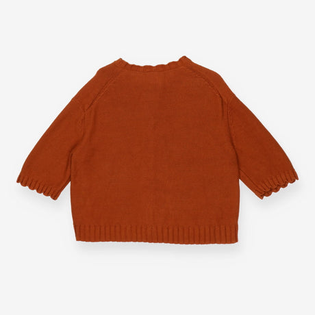 Cardi Rust with scalloped trip