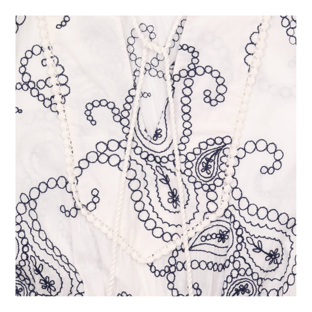 Dress Embroidered Paisley V Neck Tassel Mini