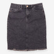  Washed Black Raw Fray Hem Stretch Denim Skirt