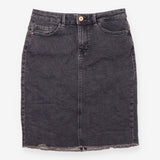  Washed Black Raw Fray Hem Stretch Denim Skirt
