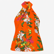 Karen Millen Orange Floral Print Sleeveless Draped