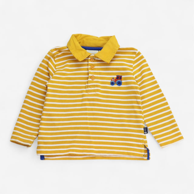 Rugby shirt yellow stripe with tractor