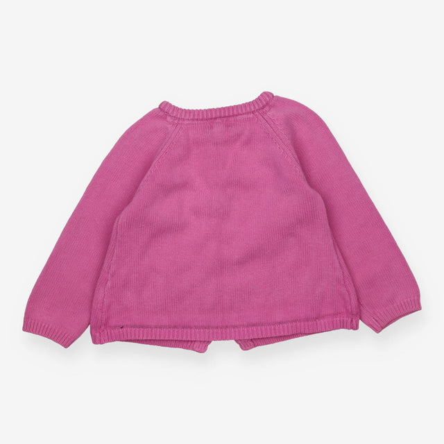 Cardigan Knit Pink Elephant Applique